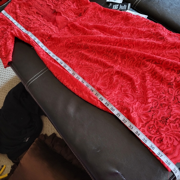 NEW Express Sexy Red Lace Sheath Dress - Size 6 - Picture 12 of 12